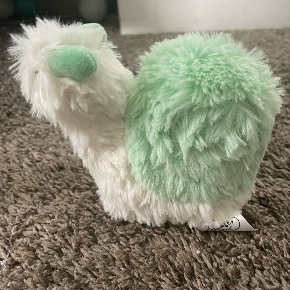 Plush Snail Stuffed Animal - Mint Green and White